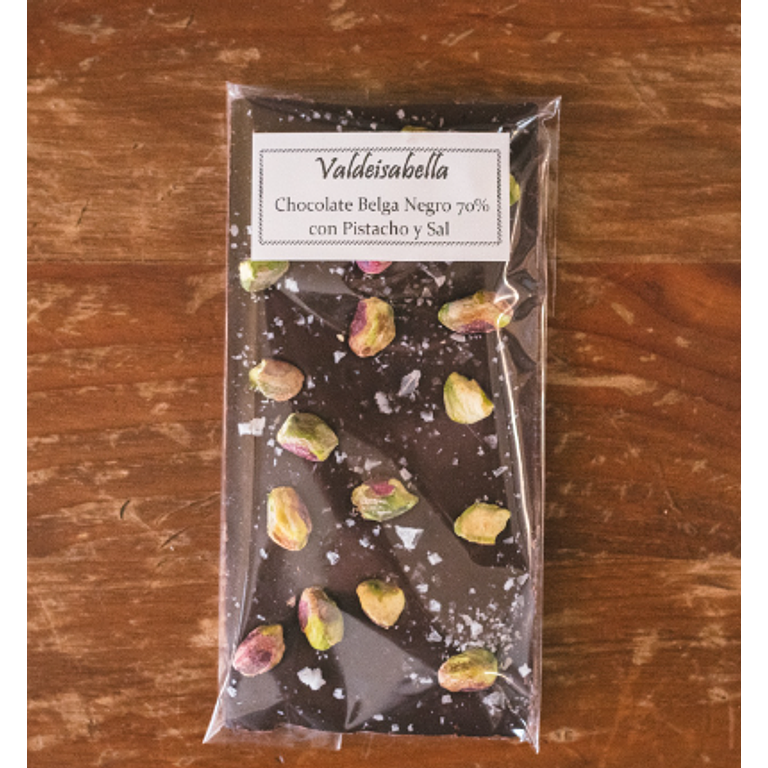 Tableta de Chocolate 70% con Pistacho y Sal de Ibiza