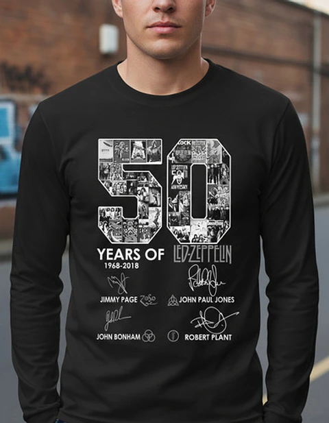 Polera Manga Larga Led Zeppelin - Ver 18 - 50 Years Annivers