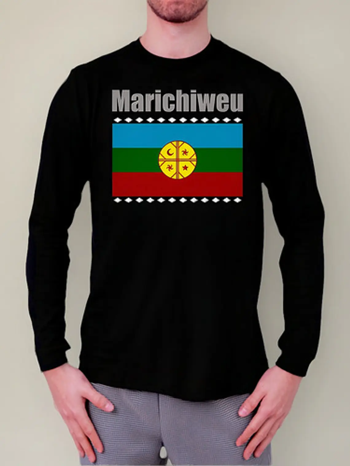 Polera Manga Larga Bandera Mapuche - Ver 02 - Vale Gamess 1