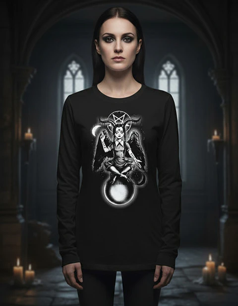Polera Manga Larga Baphomet - Ver 10 - Vale Gamess