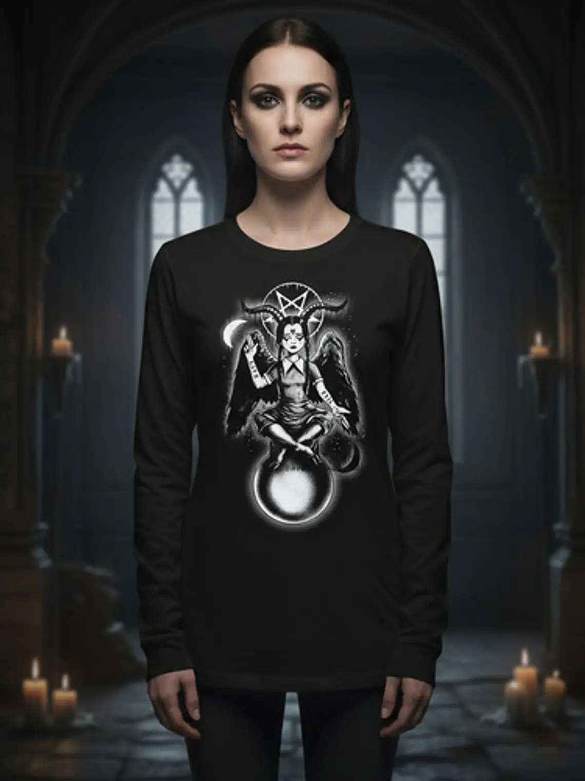 Polera Manga Larga Baphomet - Ver 10 - Vale Gamess 1