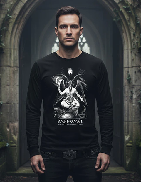 Polera Manga Larga Baphomet - Ver 12 - Vale Gamess