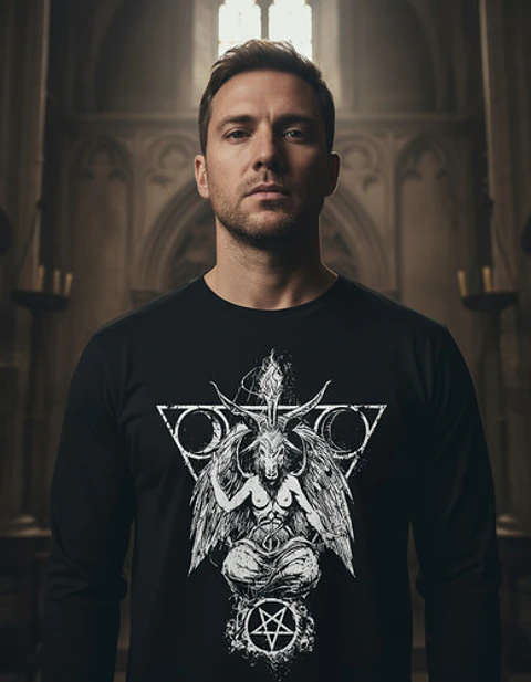 Polera Manga Larga Baphomet - Ver 07 - Vale Gamess