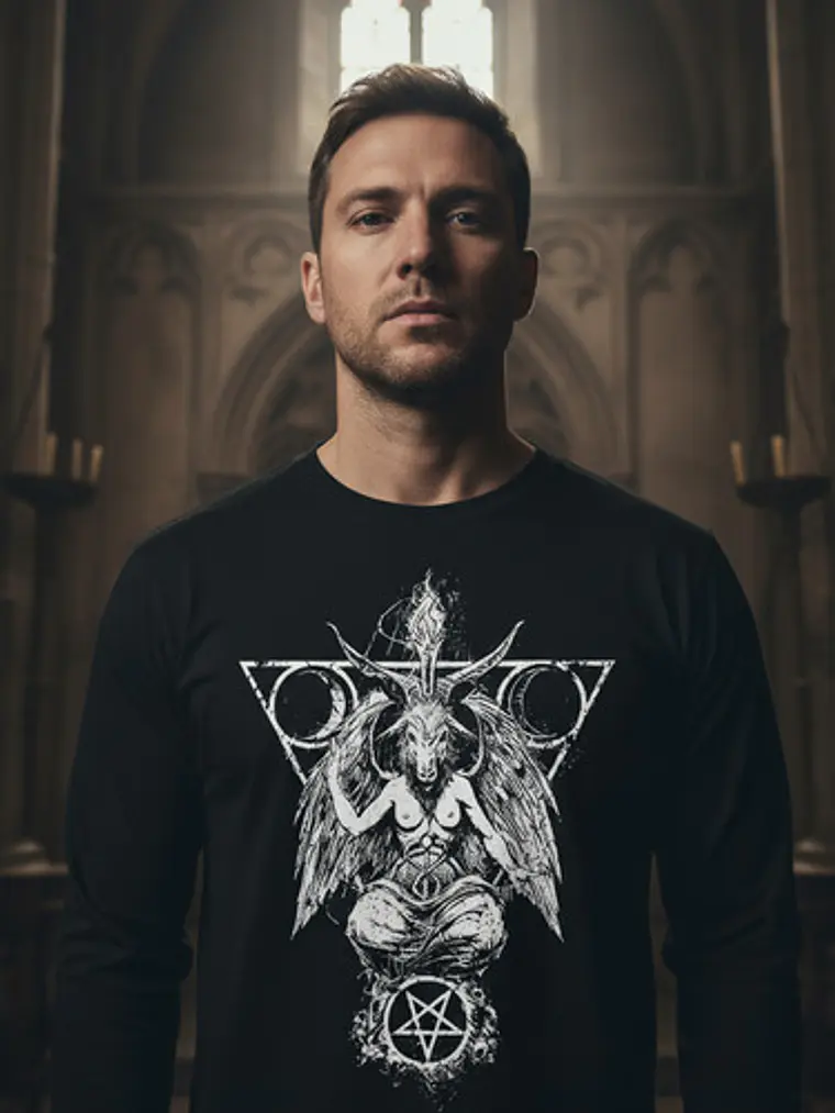 Polera Manga Larga Baphomet - Ver 07 - Vale Gamess 1