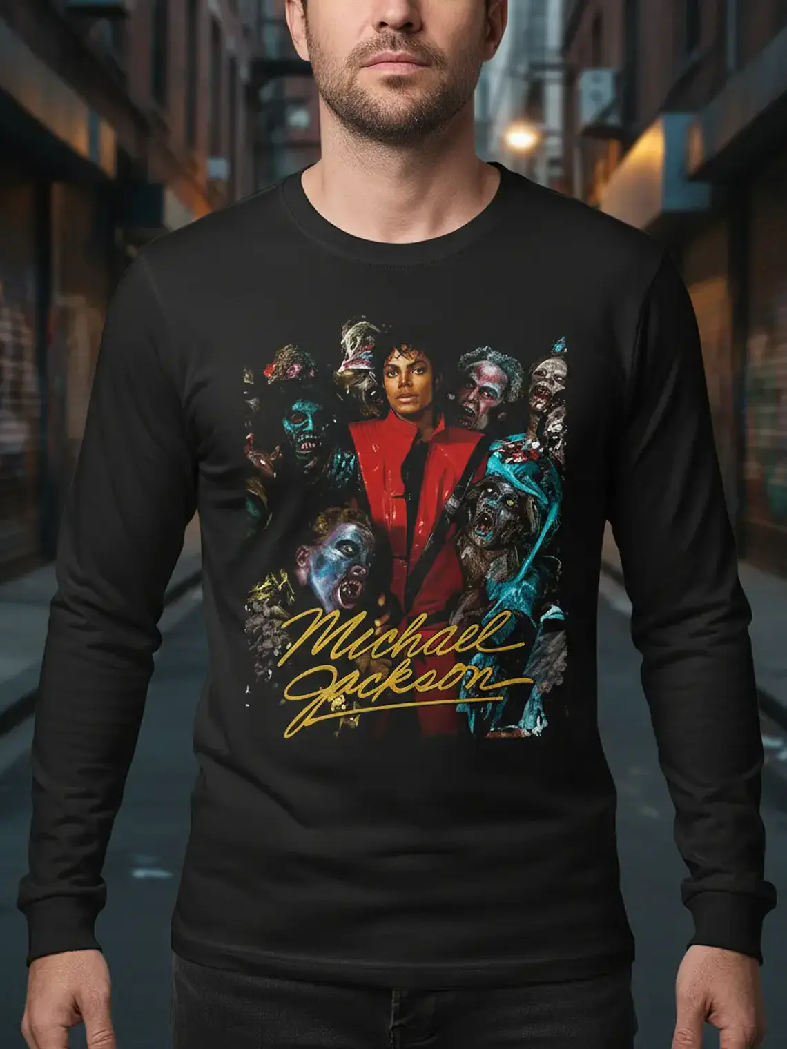 Polera Manga Larga Michael Jackson - Ver 08 - Thriller 1