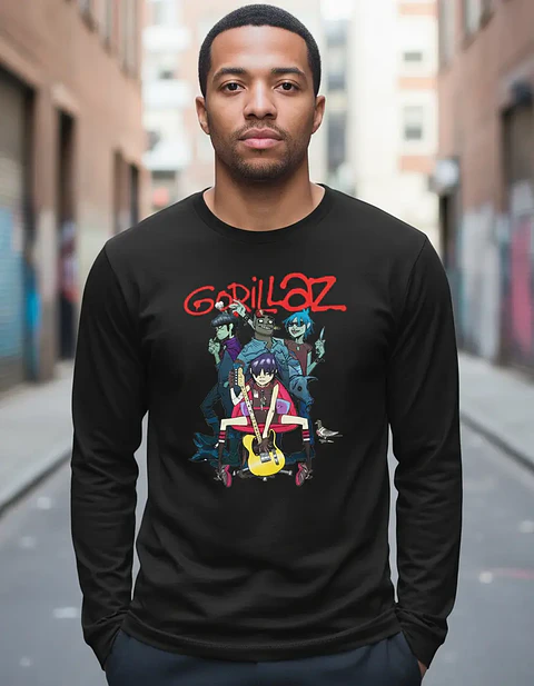 Polera Manga Larga Gorillaz - Ver 09 - Vale Gamess