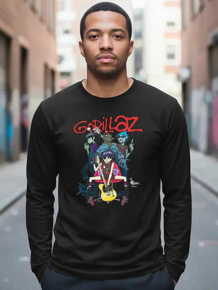 Polera Manga Larga Gorillaz - Ver 09 - Vale Gamess 1