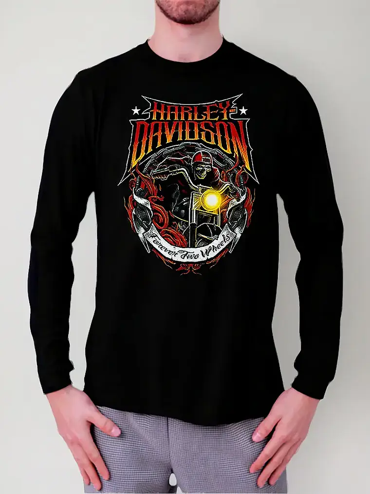 Polera Manga Larga Harley Davidson - Ver 04 - Vale Gamess 1