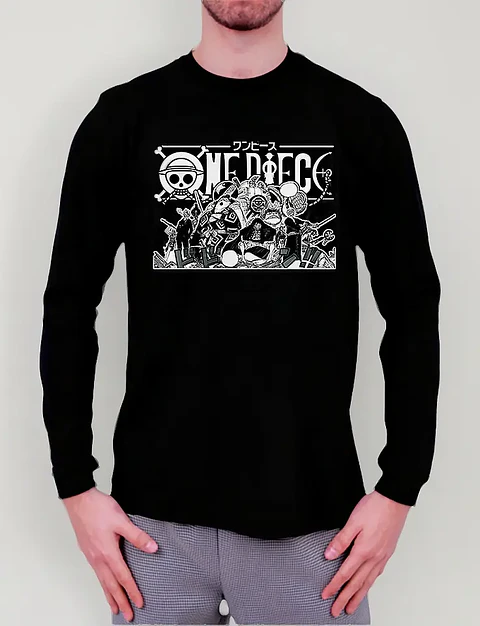 Polera Manga Larga One Piece - Mugiwara Crew - Vale Gamess