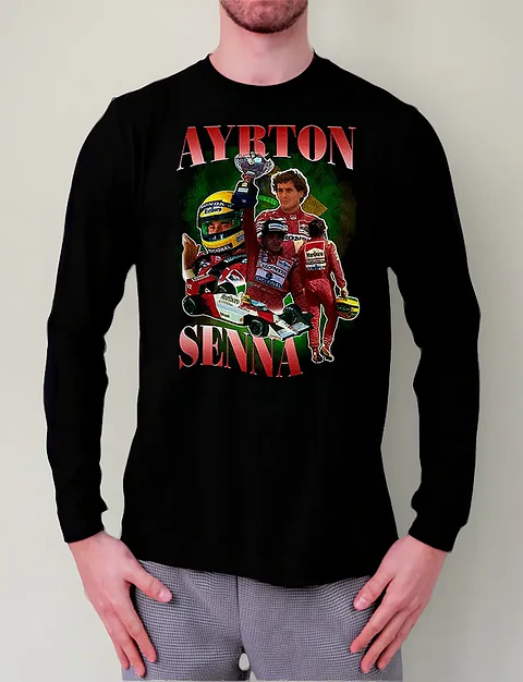 Polera Manga Larga Ayrton Senna - Ver 01 - Vale Gamess