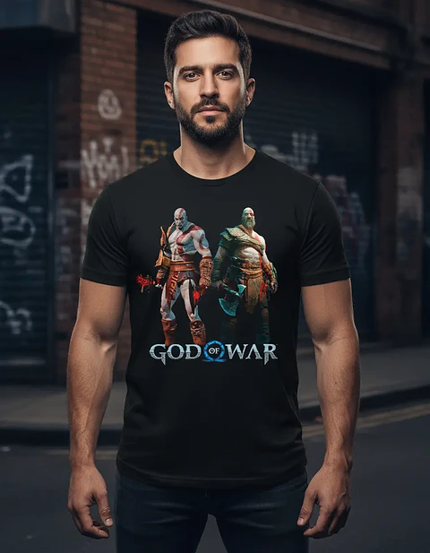 Polera God Of War - Kratos - Estampado Doble - Vale Gamess