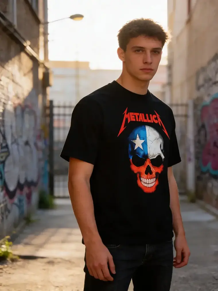 Polera Metallica - Ver 04 - Calavera Chile 1
