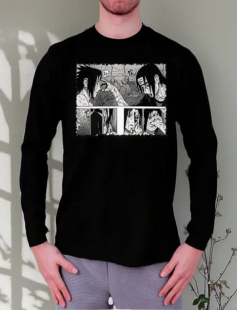Polera Manga Larga Naruto - Ver 06 - Itachi Vs Sasuke Manga