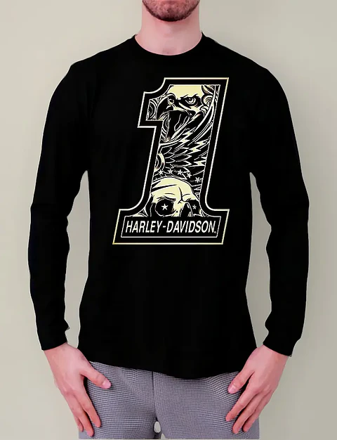 Polera Manga Larga Harley Davidson - Ver 01 - Numero 1