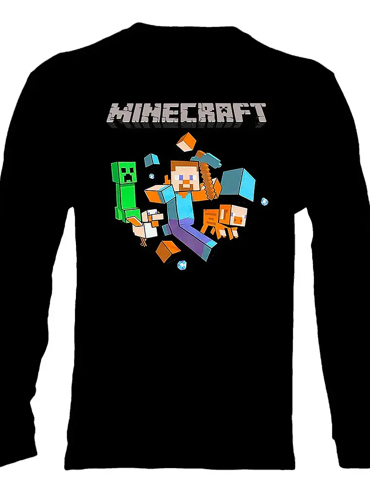 Polera Manga Larga Minecraft - Ver 03 - Vale Gamess 1
