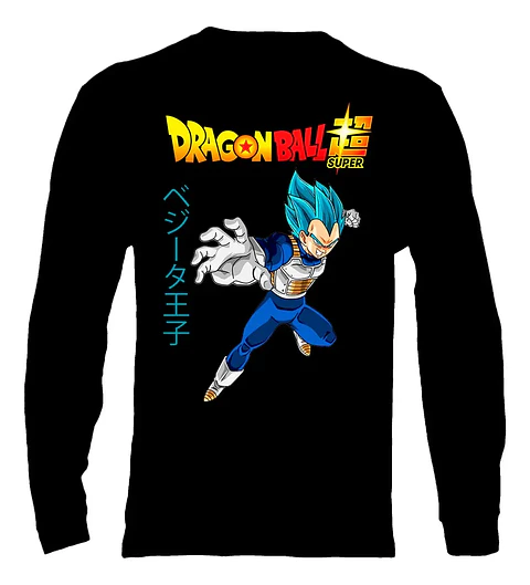 Polera Manga Larga Dragon Ball Super - Vegeta Sayajin Blue 2