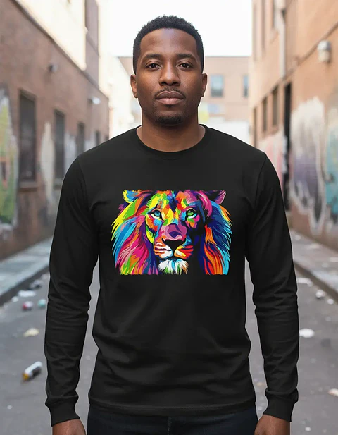 Polera Manga Larga Animales - Ver 04 - Leon