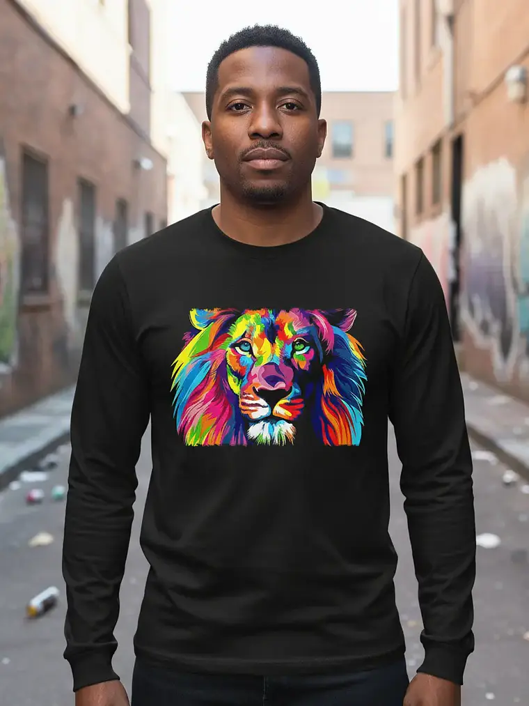 Polera Manga Larga Animales - Ver 04 - Leon 1
