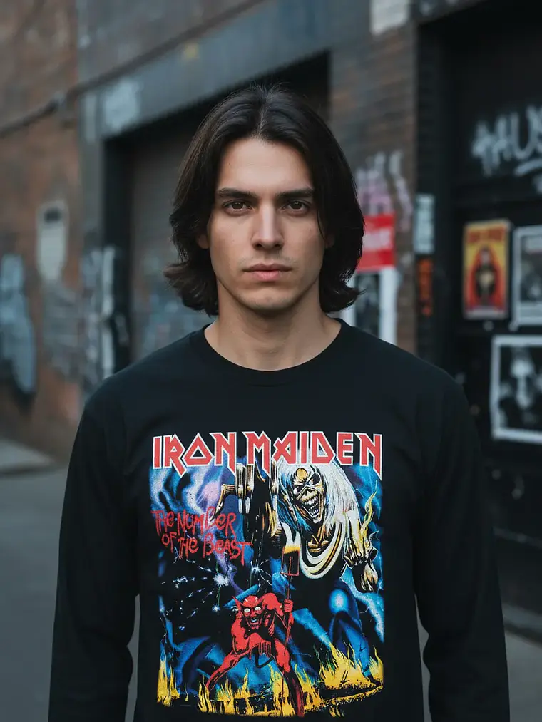 Polera Manga Larga Iron Maiden - Ver 09 - The Number Of The 1