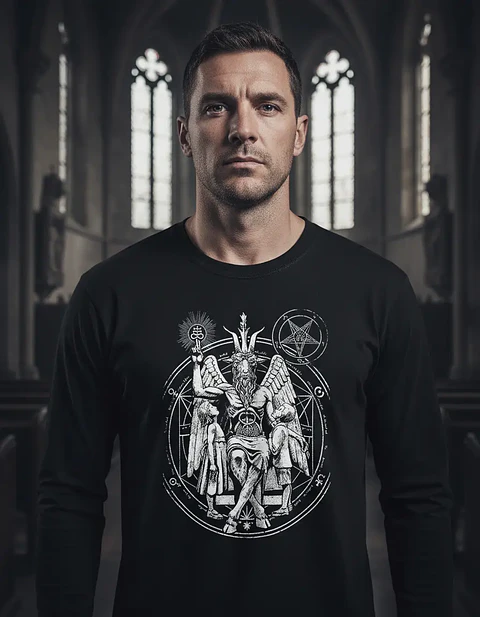 Polera Manga Larga Baphomet - Ver 11 - Vale Gamess