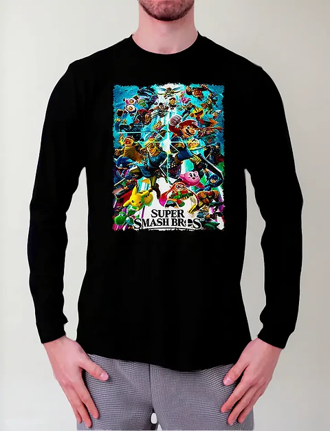 Polera Manga Larga Super Smash Bros - Ver 01 - Vale Gamess