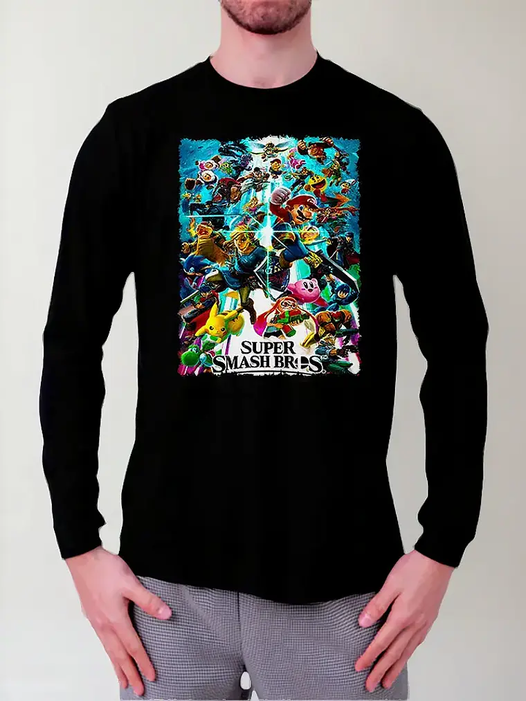 Polera Manga Larga Super Smash Bros - Ver 01 - Vale Gamess 1