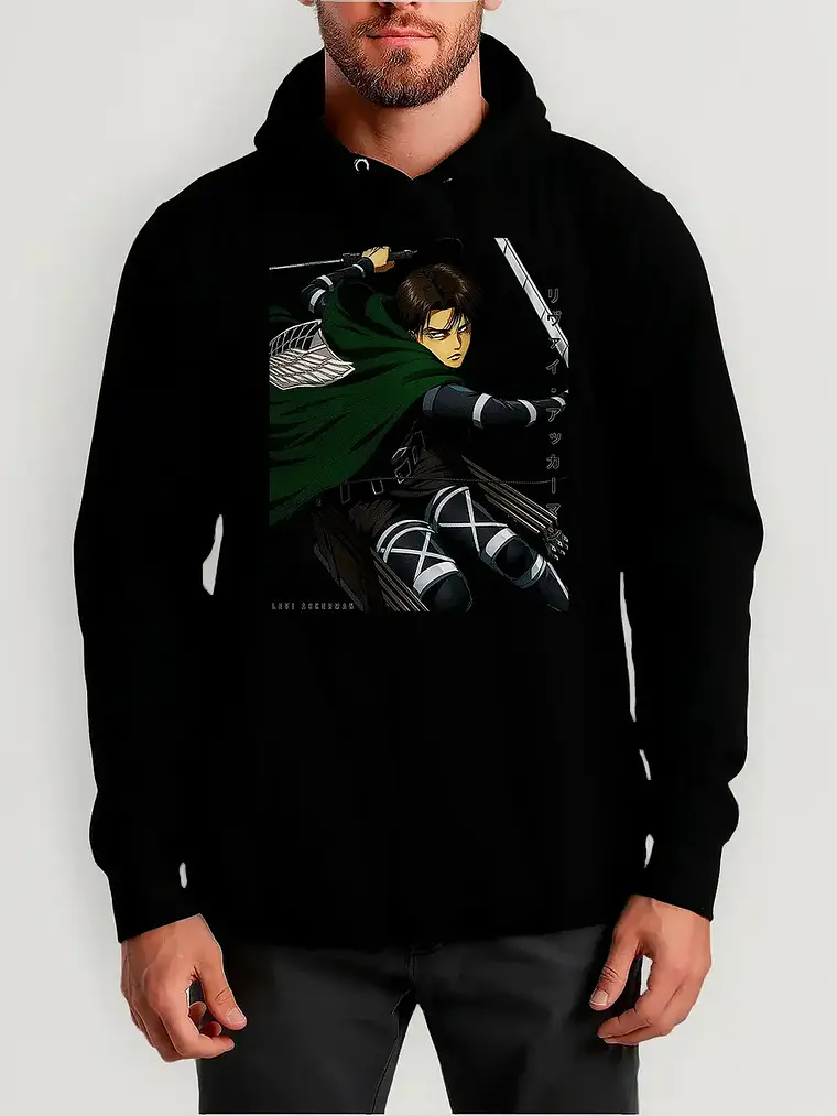 Poleron Shingeki No Kyojin Levi Ackerman - Ataque De Titanes - Todas Las Tallas 1