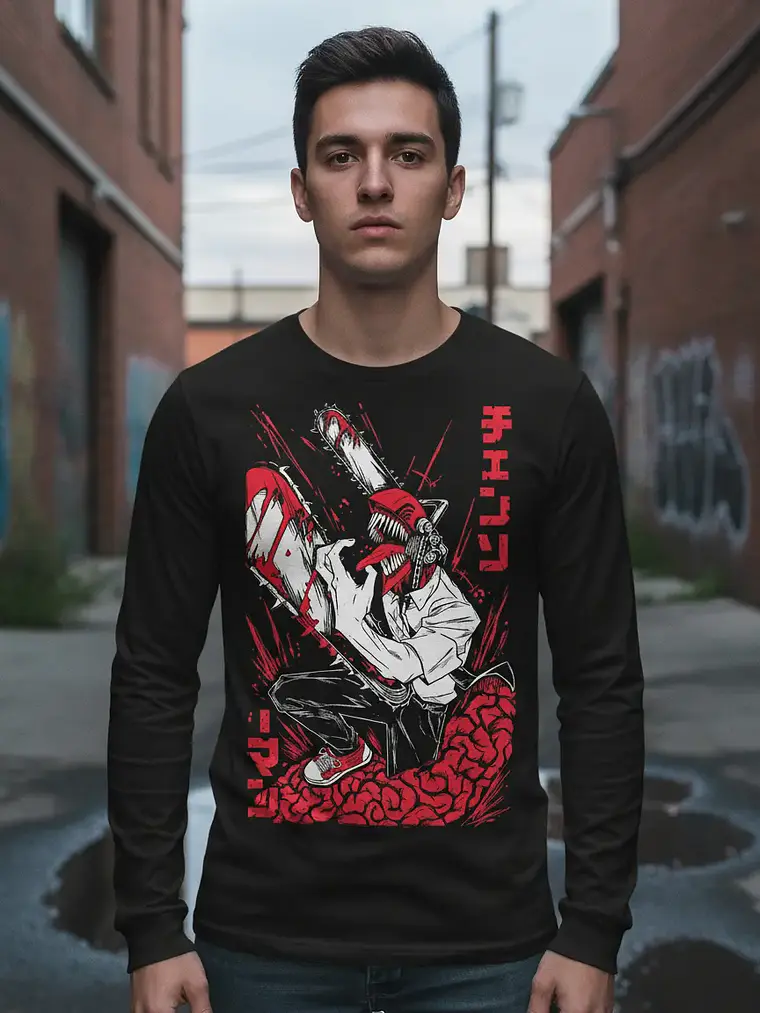 Polera Manga Larga Chainsaw Man - Denji - Vale Gamess 1