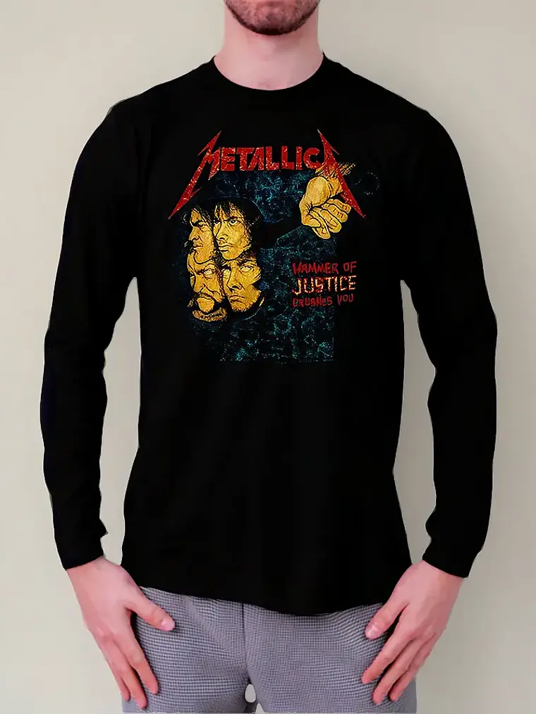 Polera Manga Larga Metallica - Ver 09 - Hammer Of Justice 1