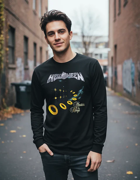 Polera Manga Larga Helloween - Ver 34 - Master Of The Rings