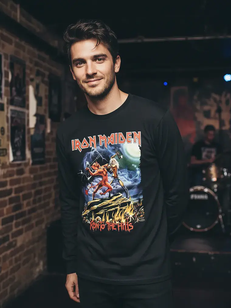 Polera Manga Larga Iron Maiden - Ver 81 - Run To The Hills 1