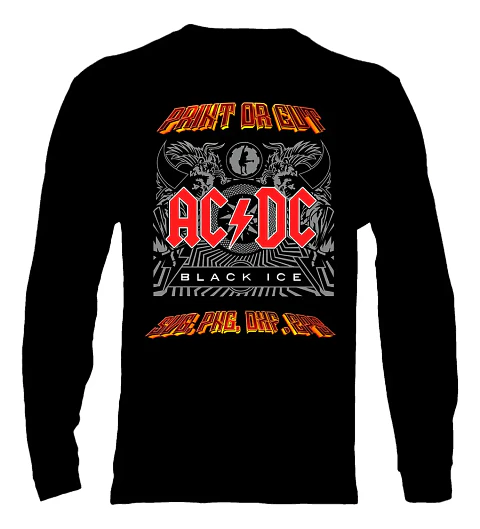 Polera Manga Larga Acdc - Ver 13 - Black Ice
