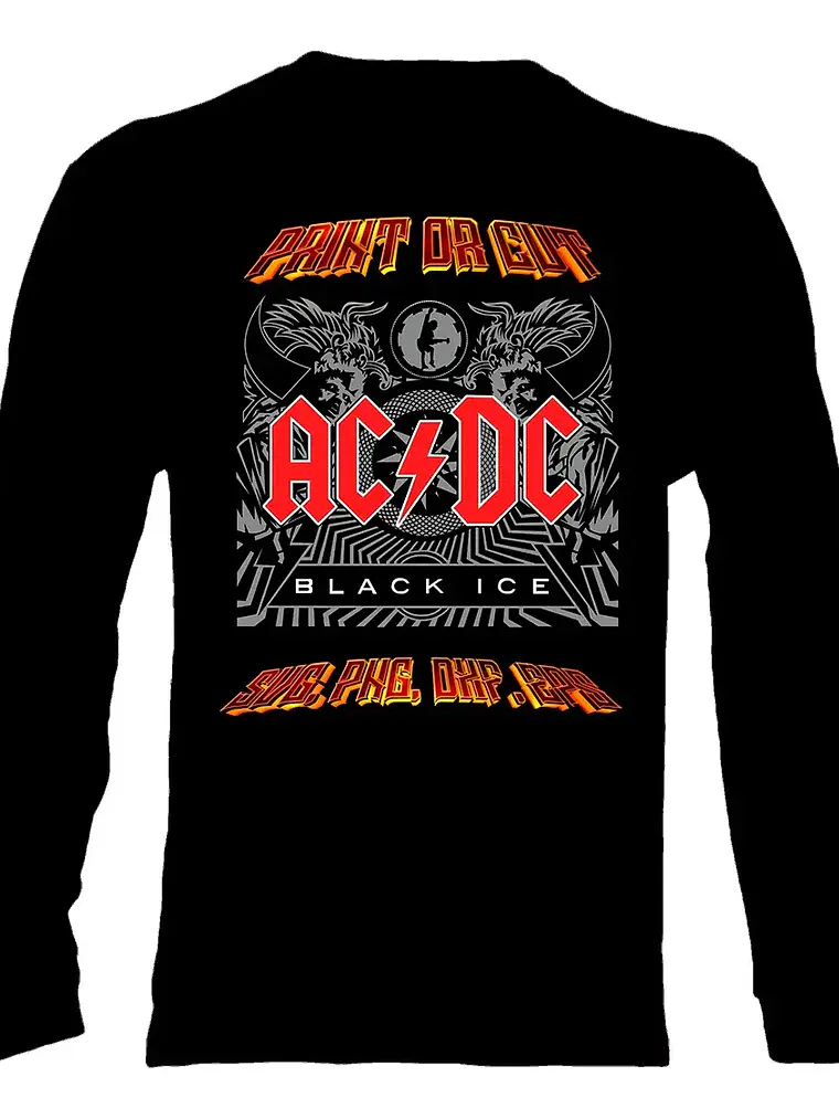 Polera Manga Larga Acdc - Ver 13 - Black Ice 1