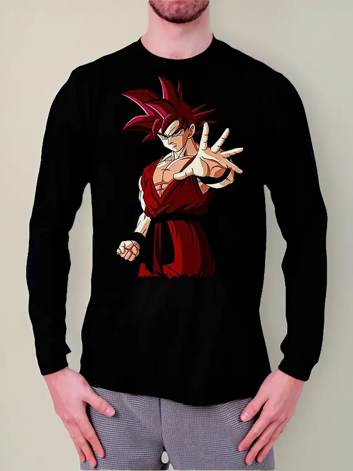 Polera Manga Larga Dragon Ball Super - Goku God - Ver 03 1