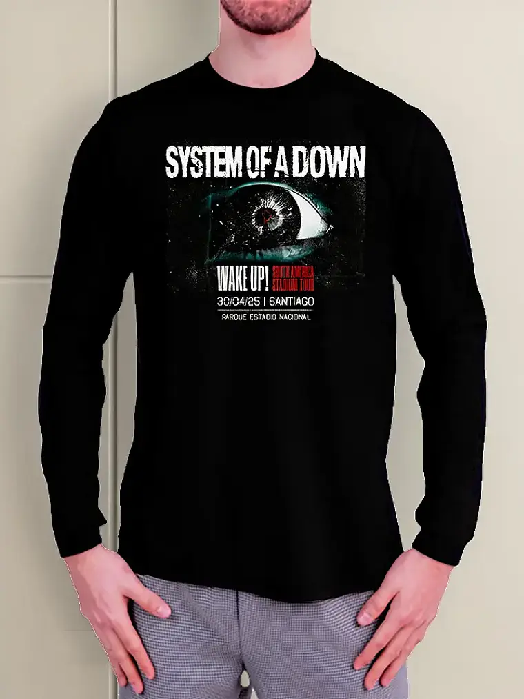 Polera Manga Larga System Of A Down - Ver 01 - Chile 2025 1