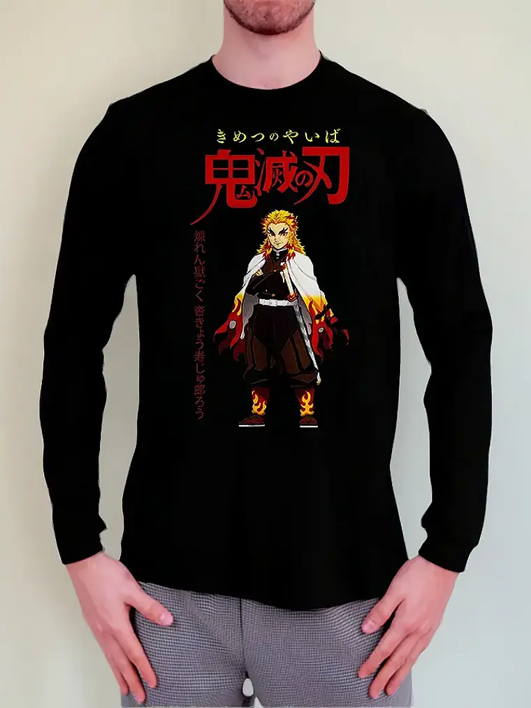 Polera Manga Larga Kimetsu No Yaiba: Demon Slayer - Rengoku 1