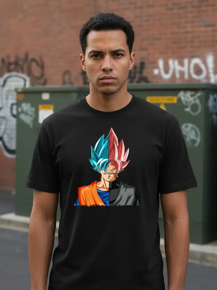 Polera Dragon Ball Super - Ver 06 - Goku Blue Y Goku Rose 1