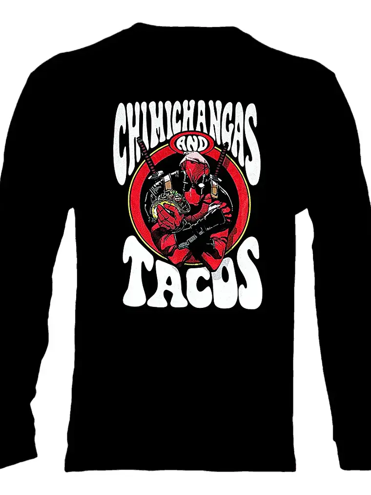 Polera Manga Larga Deadpool - Ver 01 - Chimichangas & Tacos 1