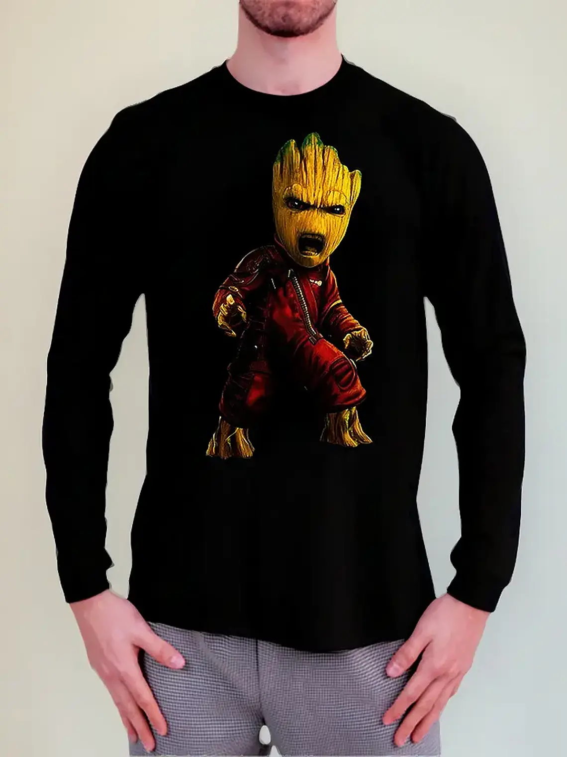 Polera Manga Larga Guardianes De La Galaxia - Ver 01 - Groot 1