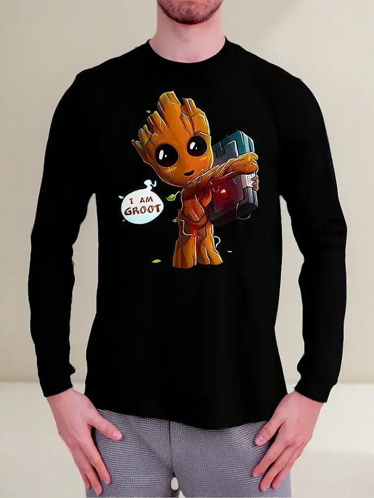 Polera Manga Larga Guardianes De La Galaxia - Ver 03 - Groot 1