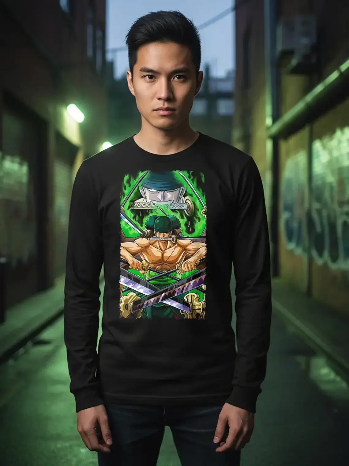 Polera Manga Larga One Piece - Ver 09 - Roronoa Zoro 1
