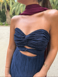 Vestido Strapless azul plisado  - Miniatura 2