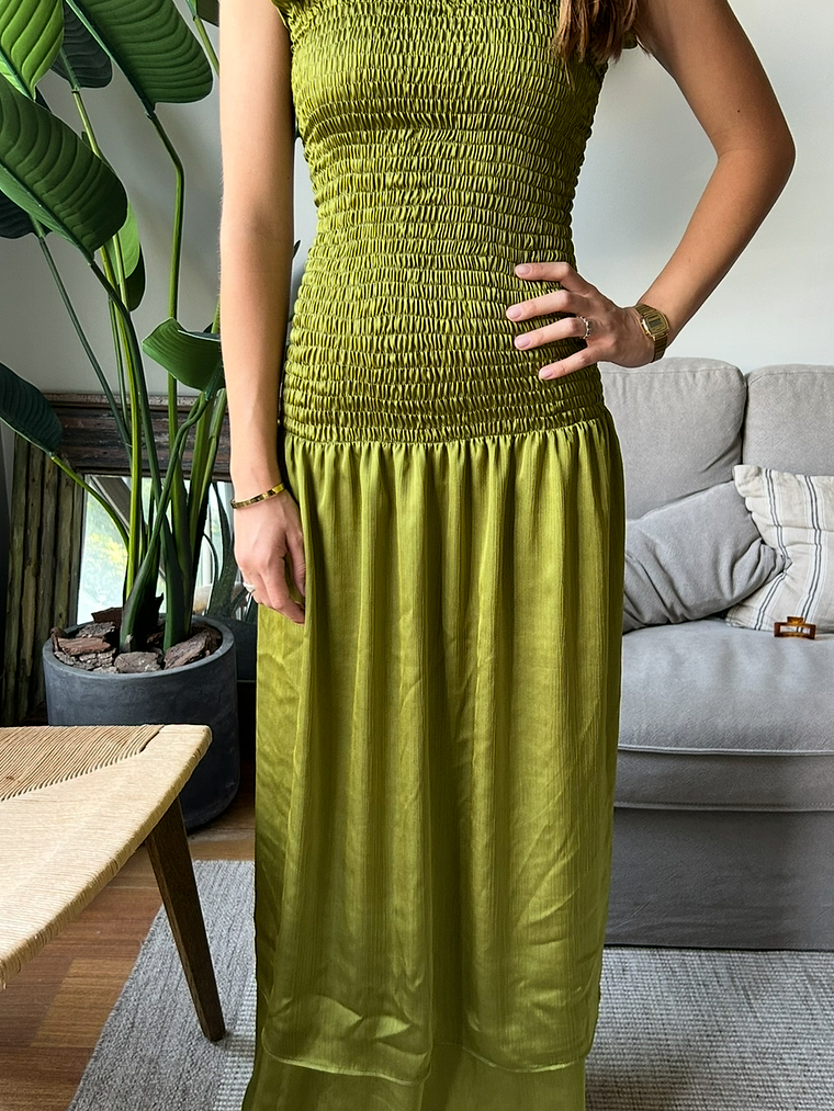 Vestido verde Panal de Abeja  1