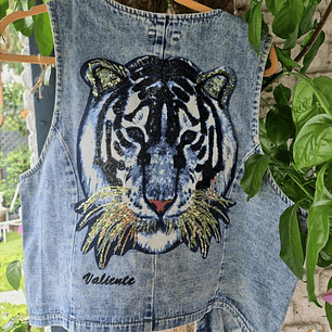 Chaqueta de Jeans sin manga Tigre valiente