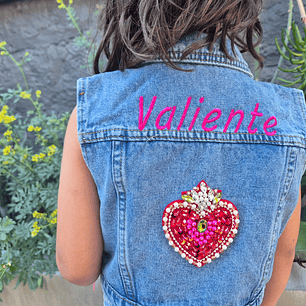 Chaqueta de Jeans Valiente Kids sin manga Corazón