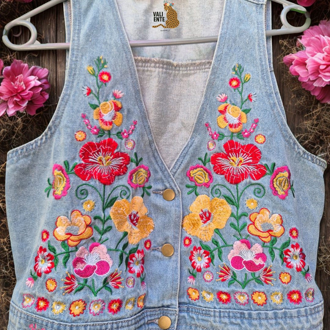 Chaqueta de Jeans sin mangas Floreada Valiente 1