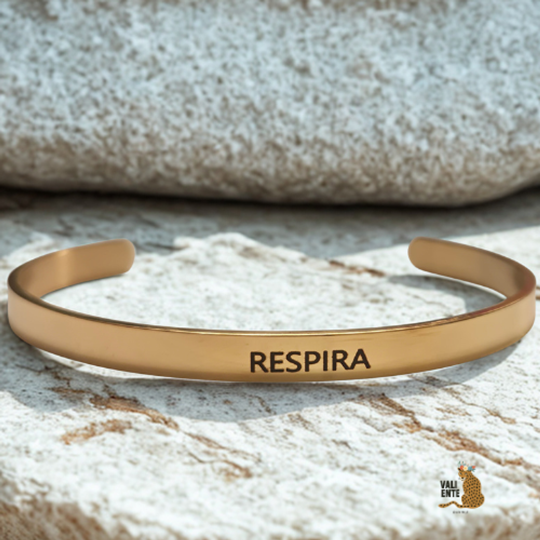 Pulsera acero inoxidable-Respira Dorada 1