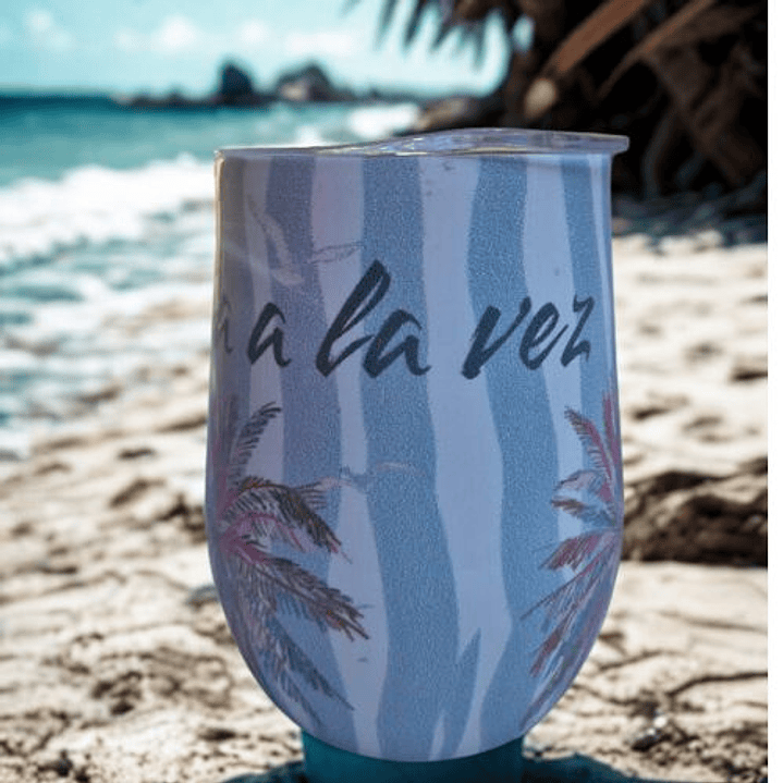 Vaso térmico Un día a la vez-Palmeras y gaviotas 1