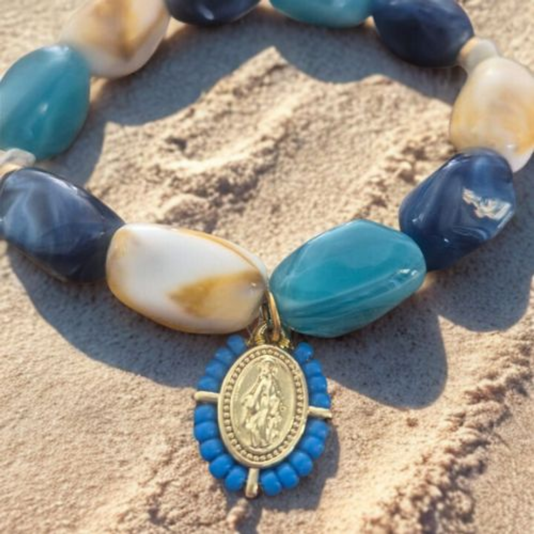 Pulsera de piedras azules-Virgen 1