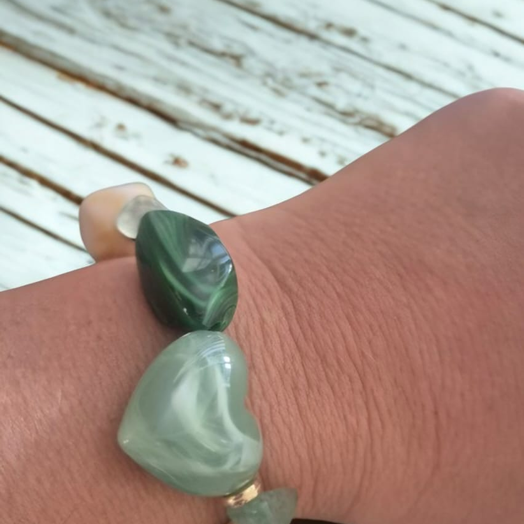 Pulsera piedra corazón-verde 1